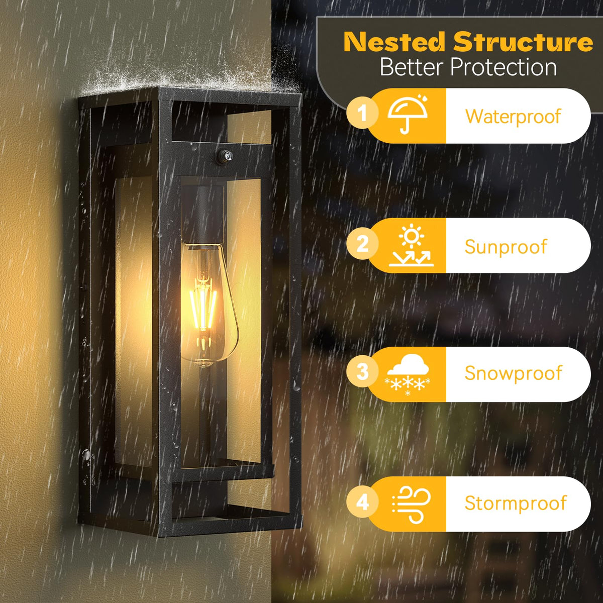 Dusk to Dawn Outdoor Wall Light 15in Waterproof Large Porch Sconce (Dusk to Dawn / 15in)