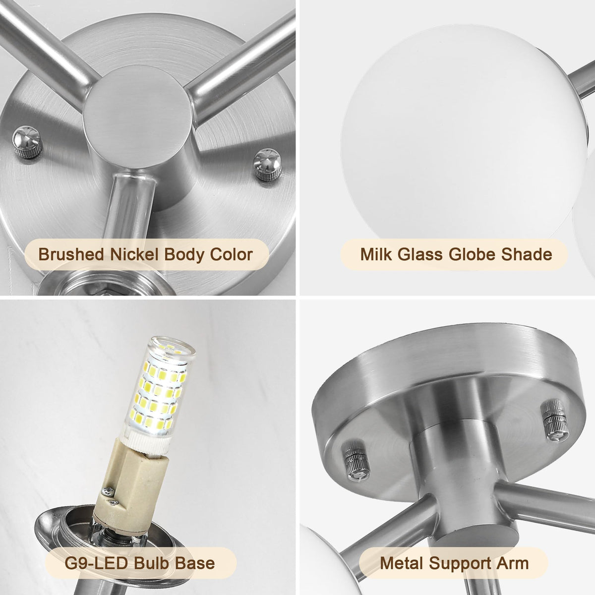 3 Light Mid Century Modern Ceiling Light (3-Light Brushed Nickel / 3-Light)