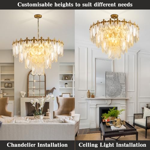 Modern Large Crystal Chandelier (Gold / 31.5 inches)