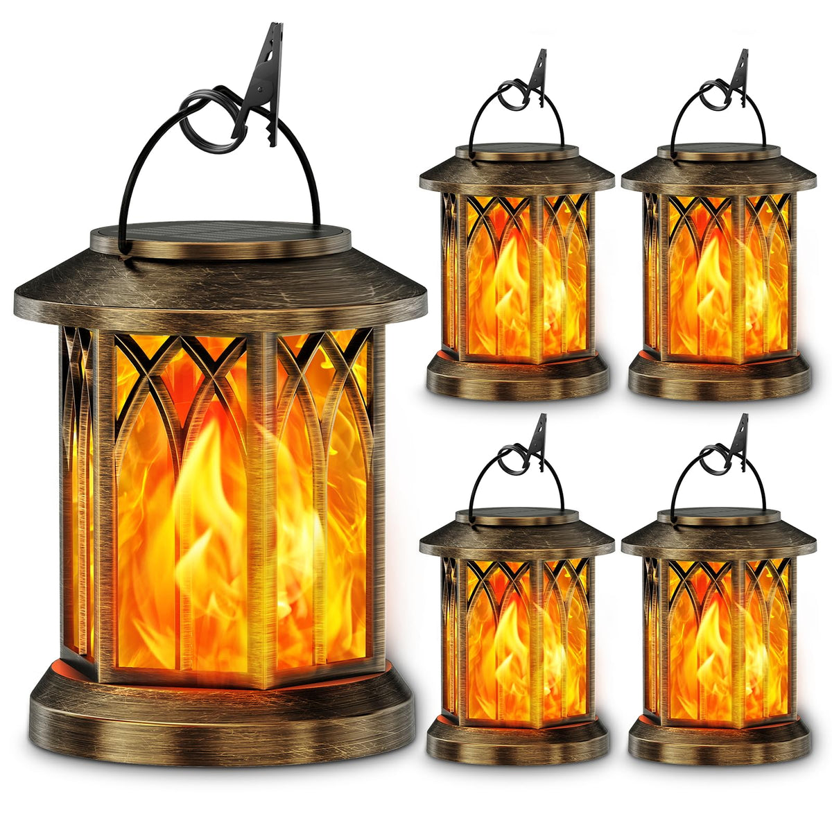 4 Pack Solar Lanterns Outdoor Waterproof (Bronze / 4 Pack)