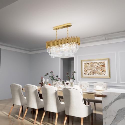 31.5" 8 Light Gold K9 Crystal Chandelier (Gold L32")