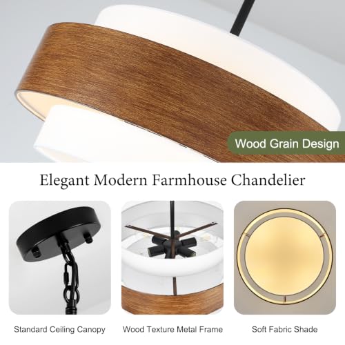 24'' Farmhouse Chandelier (Walnut Finish 24")