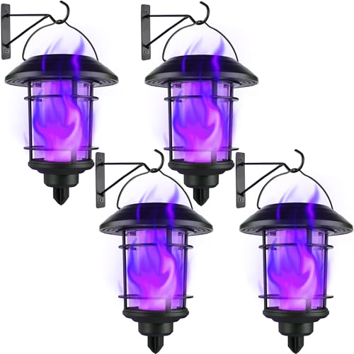 Solar Purple Flame Wall Lanterns (Purple)