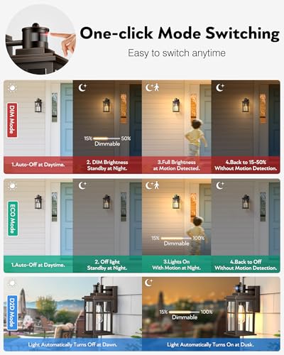 Distance Adjustable Motion Sensor Outdoor Lights (Motion Sensor 1 Pack / Oil-Rubbed Bronze(Gold Trim))