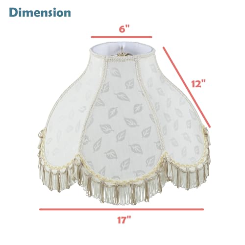 30626 Tranditional Scallop Dome Shape Spider Construction Lamp Shade in Butter Cream Jacquard Fabric (Butter Cream & 17" Wide)