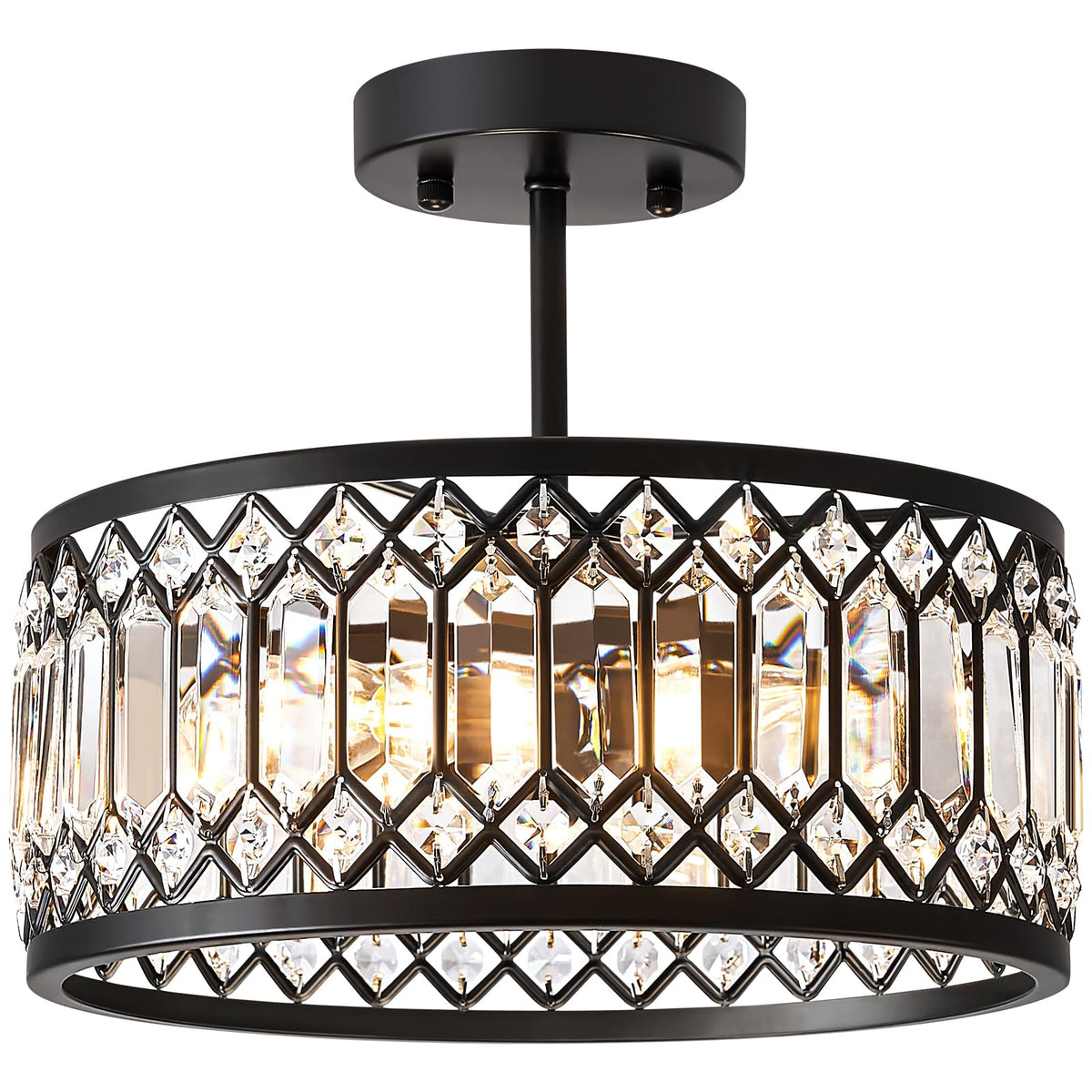 Crystal Black Ceiling Light (Black / 12 Inch)