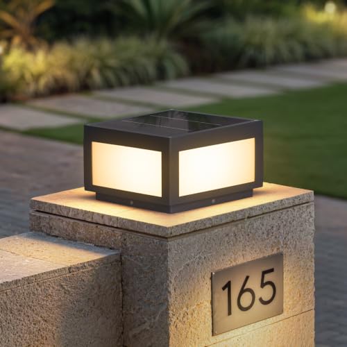 Solar Post Light Outdoor Modern Column Pillar Lamp Waterproof