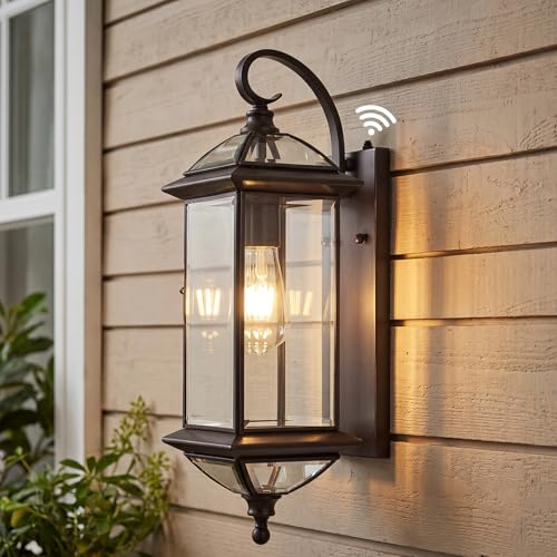 Solid Copper Dusk to Dawn Outdoor Wall Lantern (Bronze / 20''H)