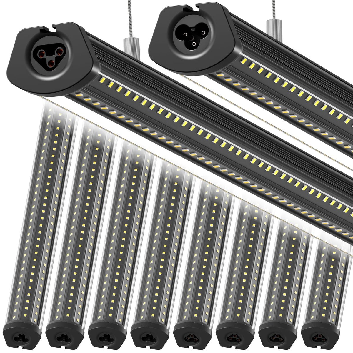 T8 LED Shop Lights 8FT (5000K-Black / 8ft-10 Packs)