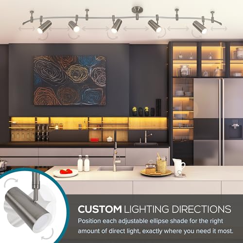Ellipse Track Ceiling Light with 5 Adjustable LED Heads (Brushed Nickel)