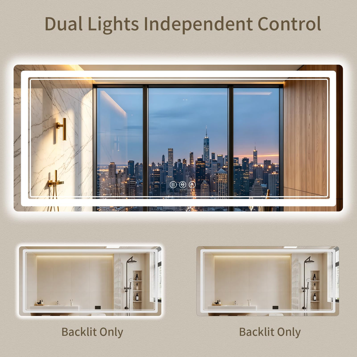 32"x72" LED Bathroom Mirror with Lights (72"L x 32"W)
