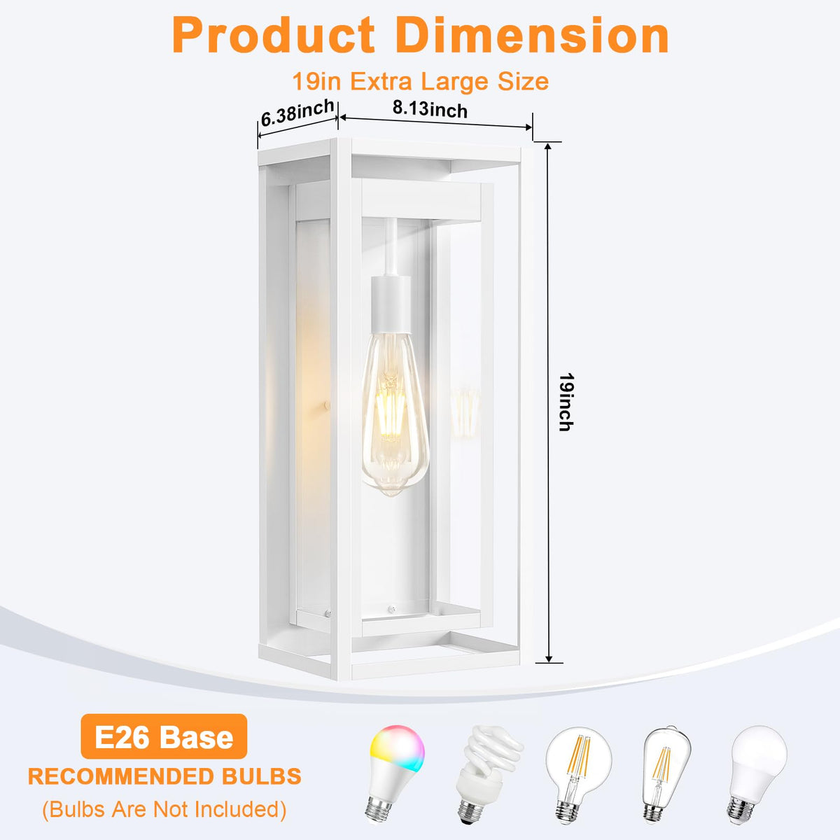 19 Inch White Outdoor Wall Light Fixtures (White / 19" (2-Pack))