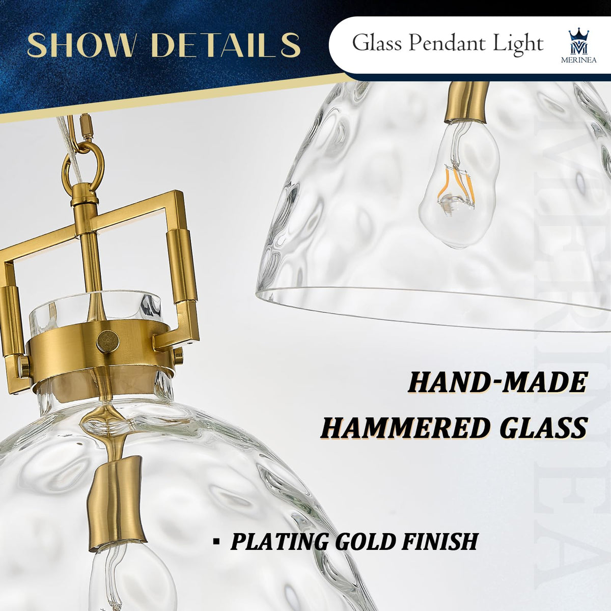 13.8" Gold Glass Pendant Light (Golden)