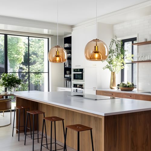 Amber Glass Pendant Light Kitchen Island (Amber(9.84 in) / 1-Pack)