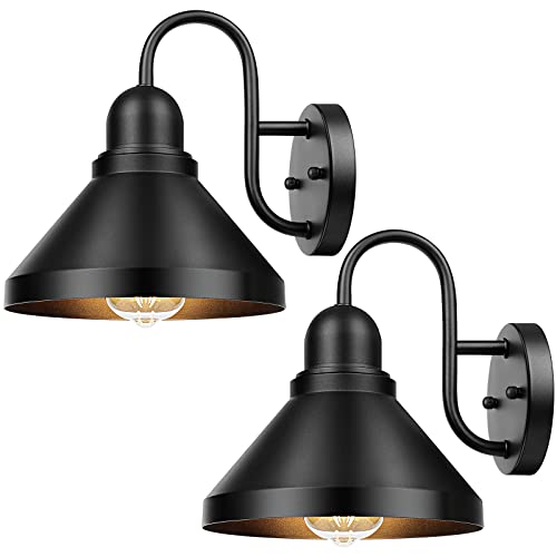 Gooseneck Outdoor Light Fixtures (Black / 9.25IN)