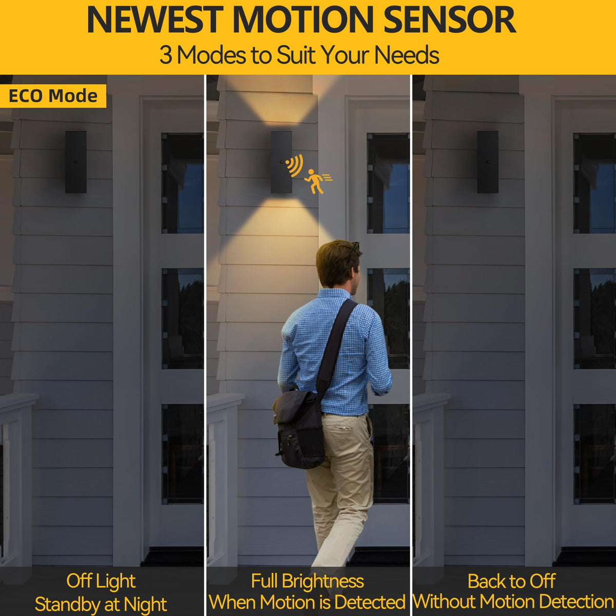 SHlMR 14" Motion Sensor Outdoor Lights (Black-7 / 14 Inch)