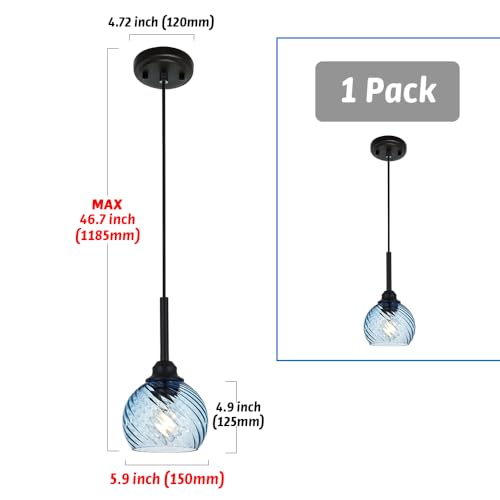 Kitchen Pendant Lighting Over Sink 1 (Blue / 1-Light-1 Pack)