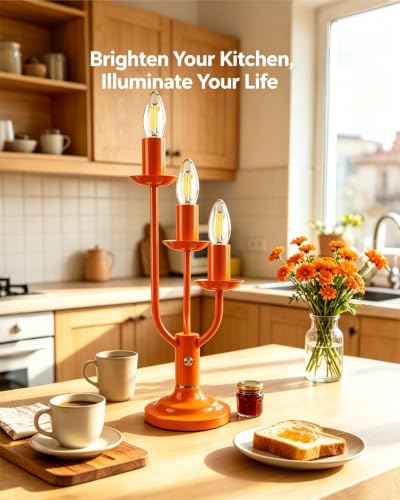 Orange Candelabra Table Lamp Dimmable Warmwhite 3 Bulbs Included (03-Orange 3-Light Candelabra)