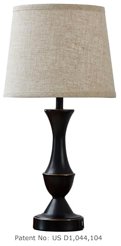 Upgraded Touch Table Lamps Set of 2 (Black, Beige / 22in)