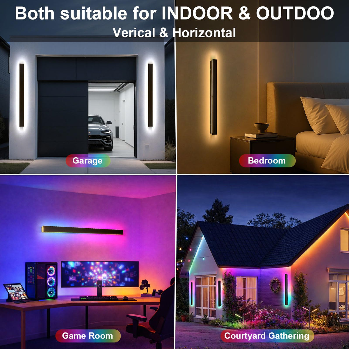 Modern Outdoor RGB Wall Lights (RGB (Red, Green, Blue) / 2pack-47.2inch*2inch)