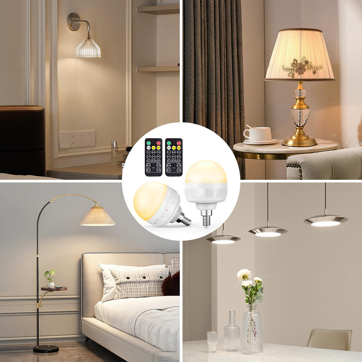 Rechargeable Light Bulbs with Remote and Timer