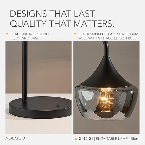 Table Lamp Black & Smoked Glass (Black / Table Lamp)