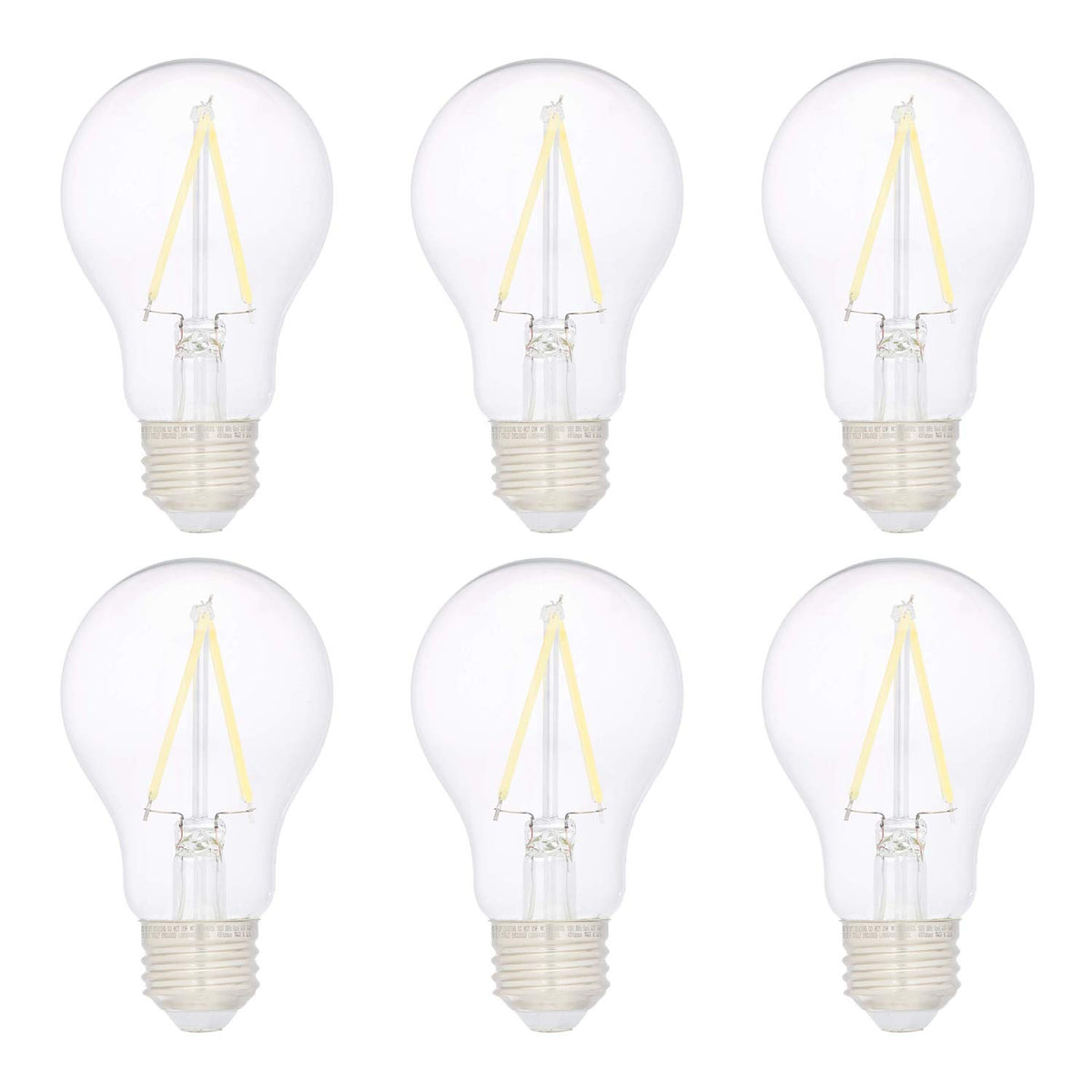 A19 LED Light Bulbs (6 Count (Pack of 1) / Clear, Daylight)