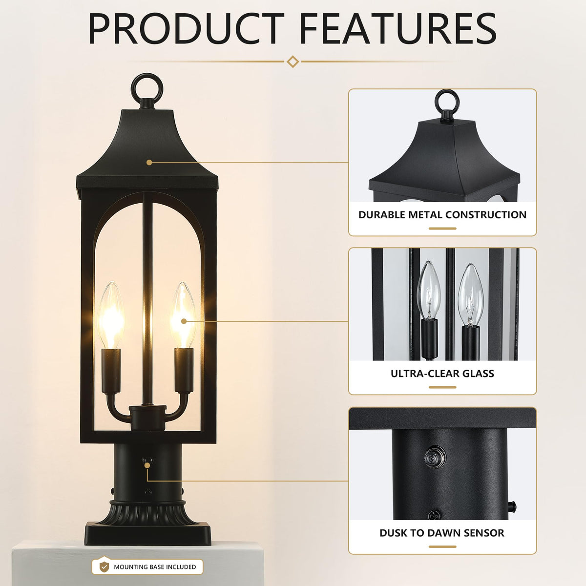 21.37 Inch Dusk to Dawn Outdoor Post Light (21 inch)