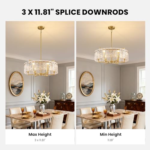 23.62" Gold Water Ripple Glass Chandeliers (Gold / 23.62")