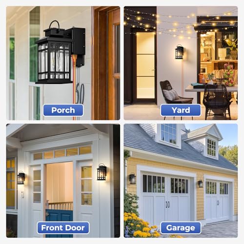 Exterior Lighting Fixtures with GFCI Outlet (Black / D2D 1-Pack)