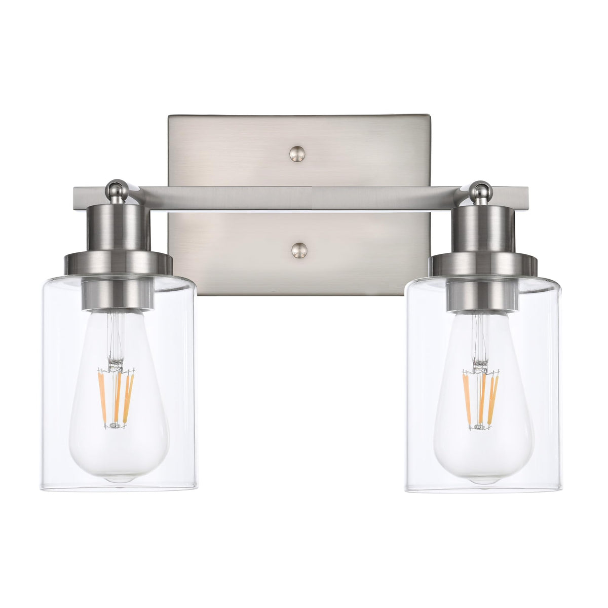 2 Light Track Lighting Kit Brushed Nickel Kitchen Track Lighting Fixtures Ceiling Mount Bathroom Vanity Wall Scones Light Fixture with Clear Glass (Brushed Nickel / 2-Light)