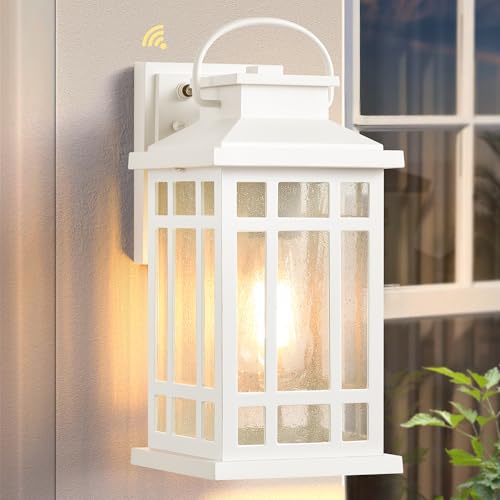 White Porch Lights Outdoor with Dusk to Dawn Sensor (White / Dusk to Dawn Sensor-1 Pack)