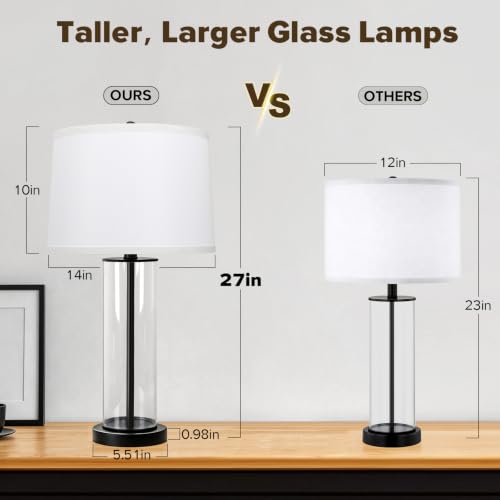 27"Glass Table Lamps Set of 2
