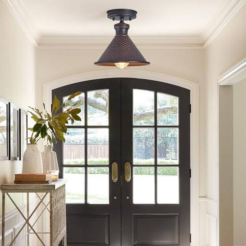 9.2" Industrial Semi Flush Mount Ceiling Light (1 Pack Oil-Rubbed Bronze (8.6Inch H))