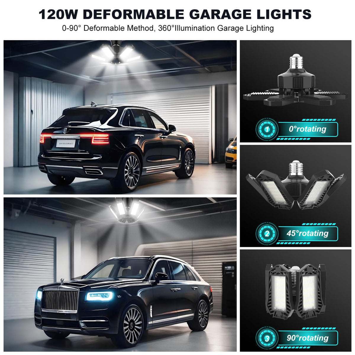 Led Garage Lights Bulb 10 Pack 140W Super Bright Ceiling Led Shop Lights 6 Deformable Panels Screw in E26 (10 PACK Garage Lights)