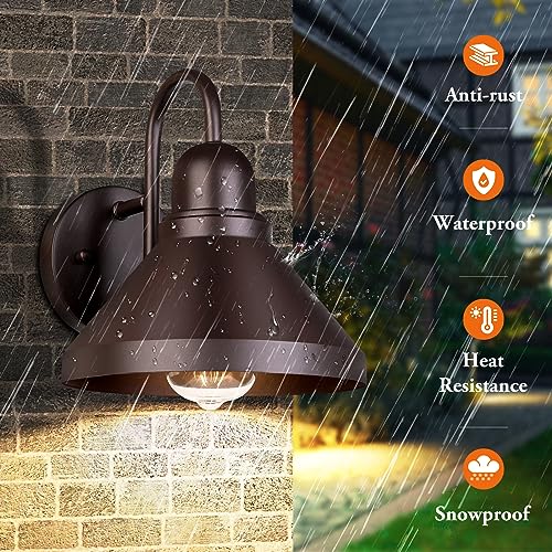 Gooseneck Porch Lights Outdoor (Brown / 9.25IN)