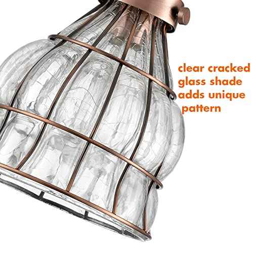 Vintage Kitchen Pendant Light with Cracked Glass Shade (9.45"-Dome)