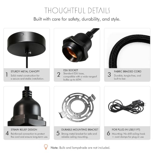 Pendant Light Kit Hanging Lantern Cord E26 Socket