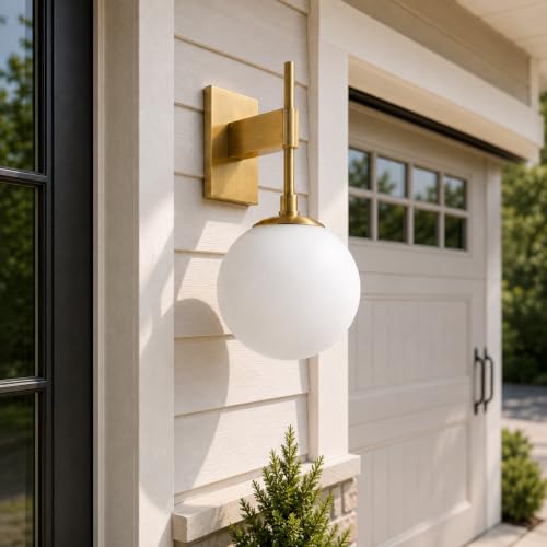 Large Globe Outdoor Wall Sconce (Brass)