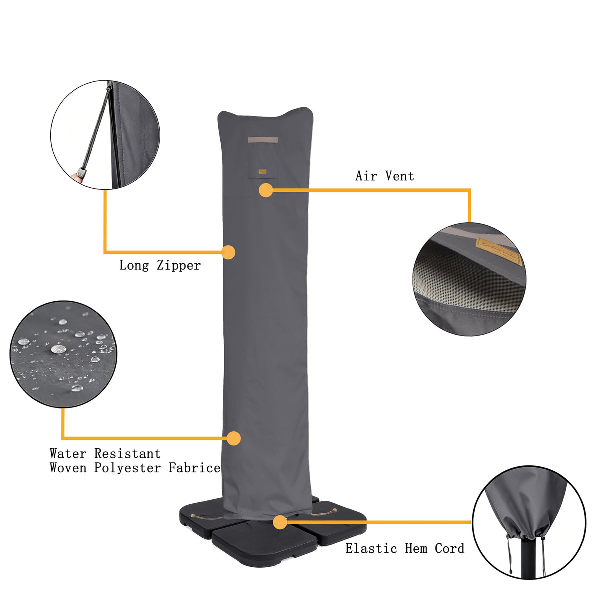 Patio Umbrella Cover for 9' (Grey / 9'-13')