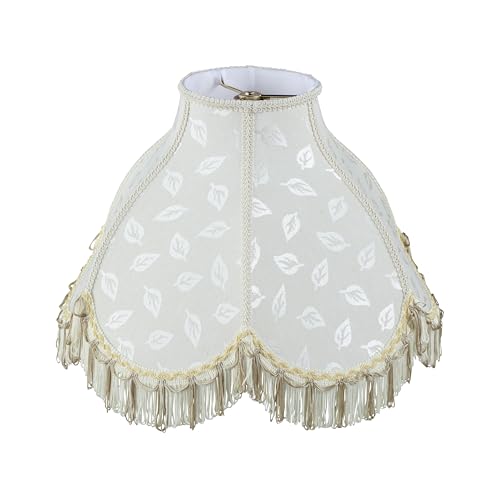 30626 Tranditional Scallop Dome Shape Spider Construction Lamp Shade in Butter Cream Jacquard Fabric (Butter Cream & 17" Wide)