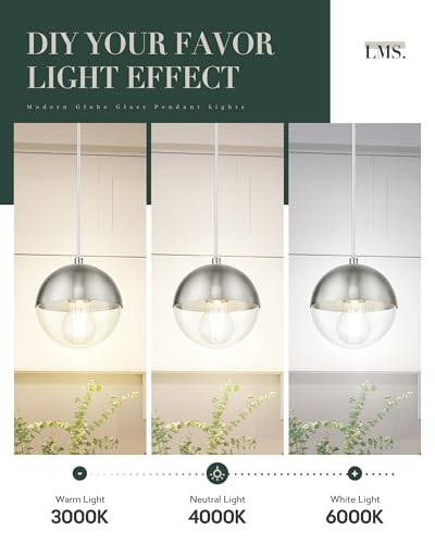 6 inch Industrial Pendant Light (Silver / 6" Clear Glass, 1 pack)