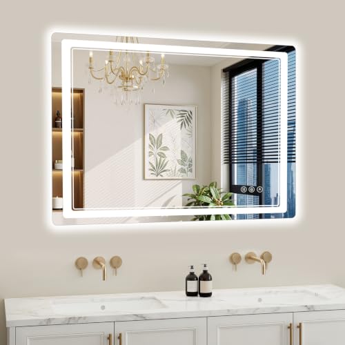 30"x38" LED Bathroom Mirror with Lights (38"L x 30"W)