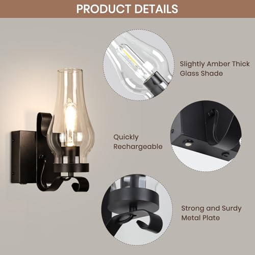 Battery Operated Wall Sconces (Black / Battery Operated)
