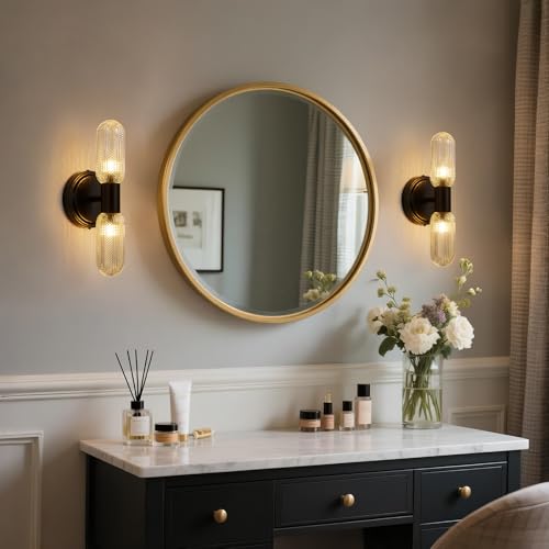 Brushed Brass Wall Sconces (Black / 1 Pack)