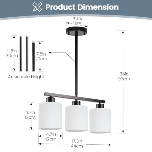 3 Light Black Kitchen Island Lighting (Black & Milky White Glass / 3 Light)