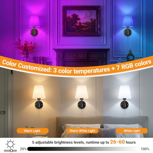 Battery Operated Wall Sconce (Black)