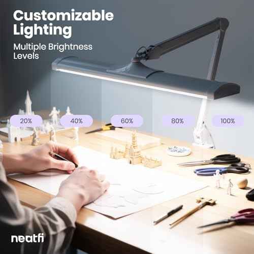Ultra 3 500 Lumens LED Desk Lamp with Clamp (White / 26-Inch Wide Shade)