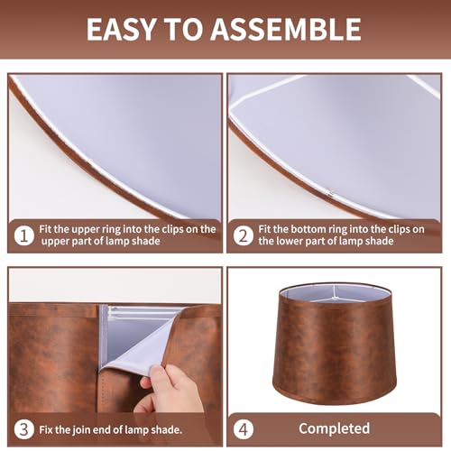 2pcs Drum Lampshades Large Brown Lamp Shades (Imitation Brown Cowhide 2)