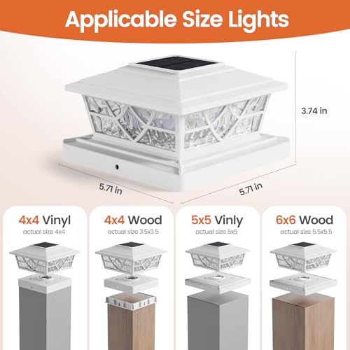 Solar Post Cap Lights 4x4 5x5 6x6 (White)